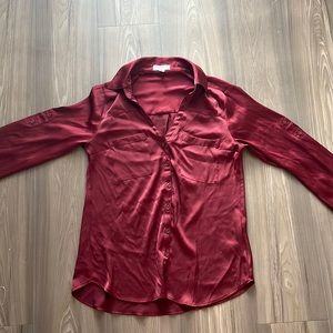 Express maroon silk long sleeve button up size small